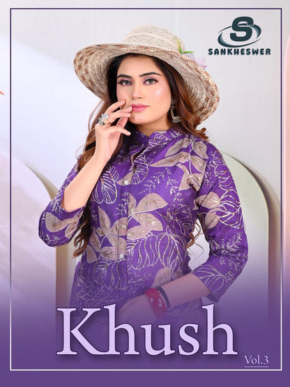 Khush Vol 3 Sankheswer Vertican Kurti Plazzo Set Wholesaler Gujarat