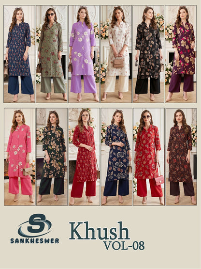 Khush Vol 8 Sankheswer Vertican Kurti Plazzo Set Manufacturer Gujarat