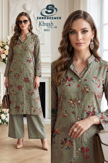 Khush Vol 8 Sankheswer Vertican Kurti Plazzo Set Manufacturer Gujarat