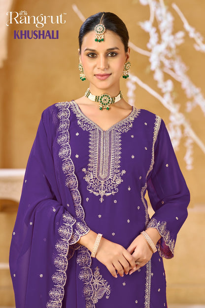 Khushali Rangrut Banwery Georgette Readymade Plazzo Style Suits Supplier Ahmedabad