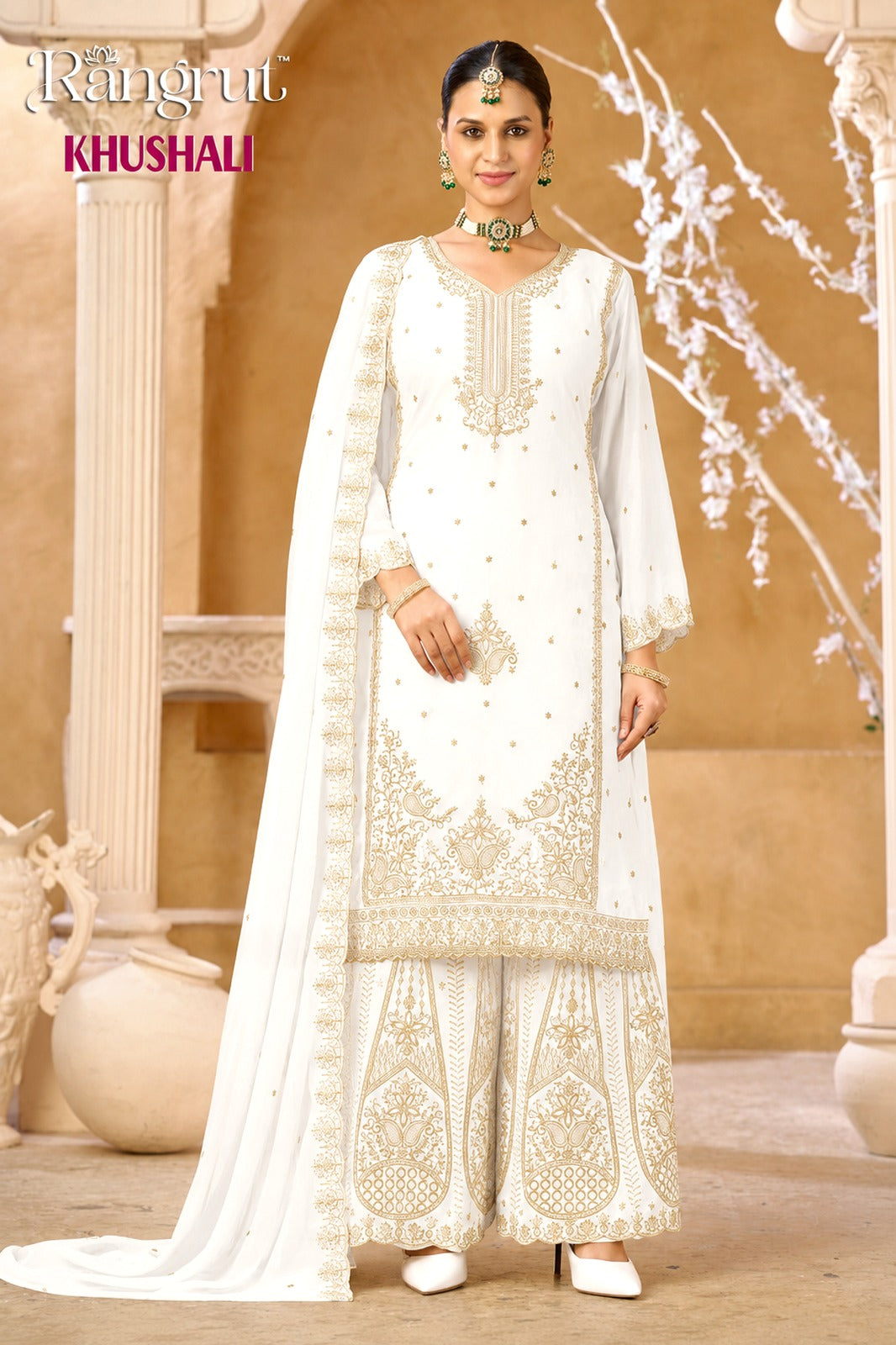Khushali Rangrut Banwery Georgette Readymade Plazzo Style Suits Supplier Ahmedabad