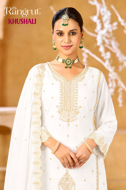 Khushali Rangrut Banwery Georgette Readymade Plazzo Style Suits Supplier Ahmedabad