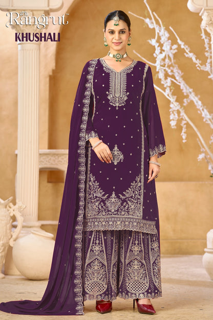 Khushali Rangrut Banwery Georgette Readymade Plazzo Style Suits Supplier Ahmedabad
