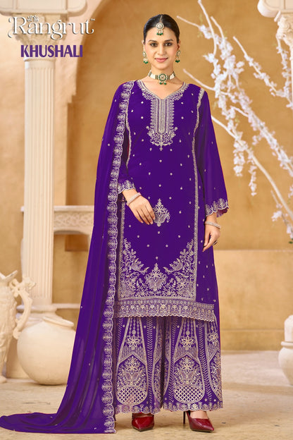 Khushali Rangrut Banwery Georgette Readymade Plazzo Style Suits Supplier Ahmedabad