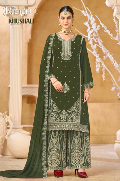 Khushali Rangrut Banwery Georgette Readymade Plazzo Style Suits Supplier Ahmedabad