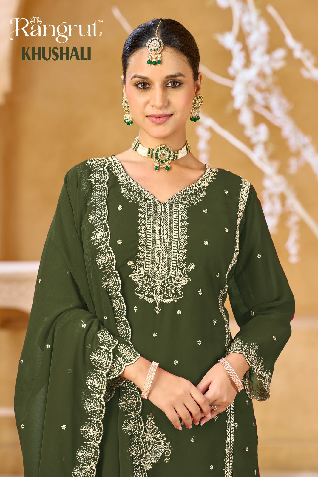 Khushali Rangrut Banwery Georgette Readymade Plazzo Style Suits Supplier Ahmedabad