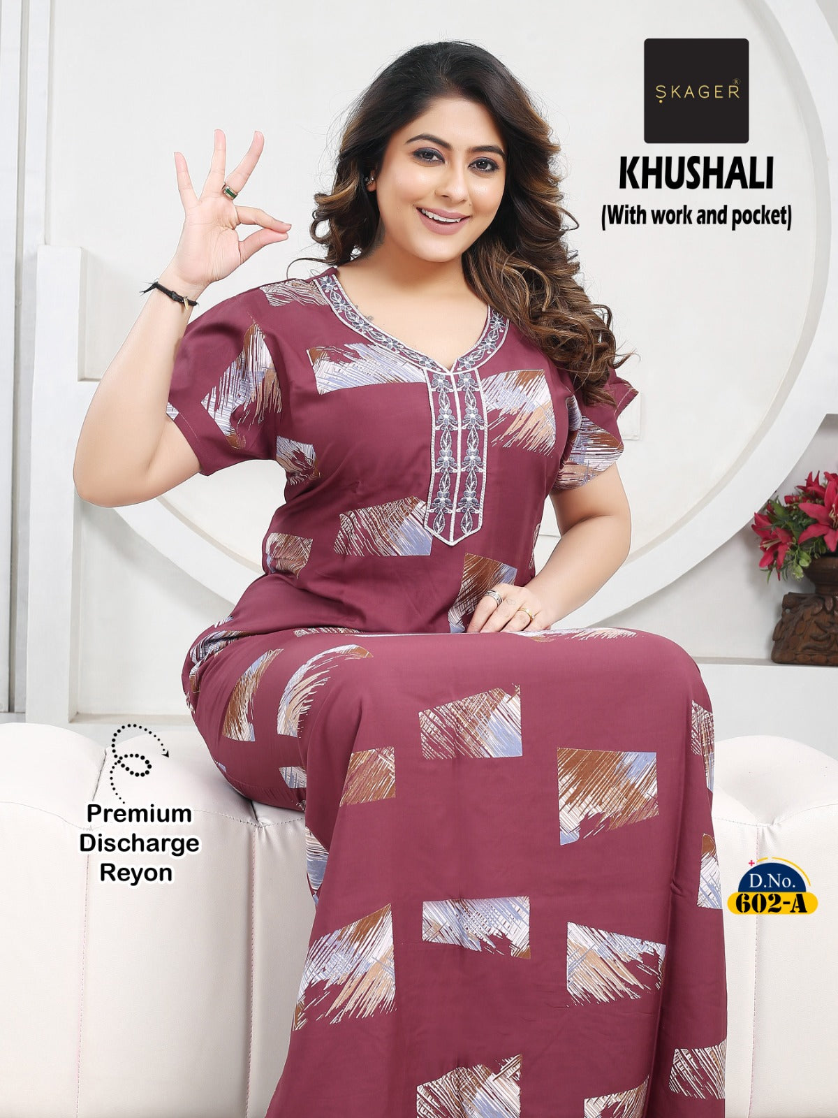 Khushali Skager Reyon Night Gowns Supplier