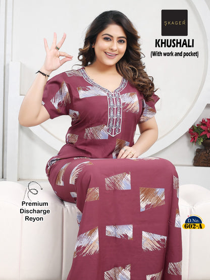 Khushali Skager Reyon Night Gowns Supplier