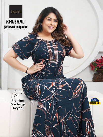 Khushali Skager Reyon Night Gowns Supplier