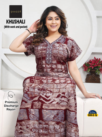 Khushali Skager Reyon Night Gowns Supplier