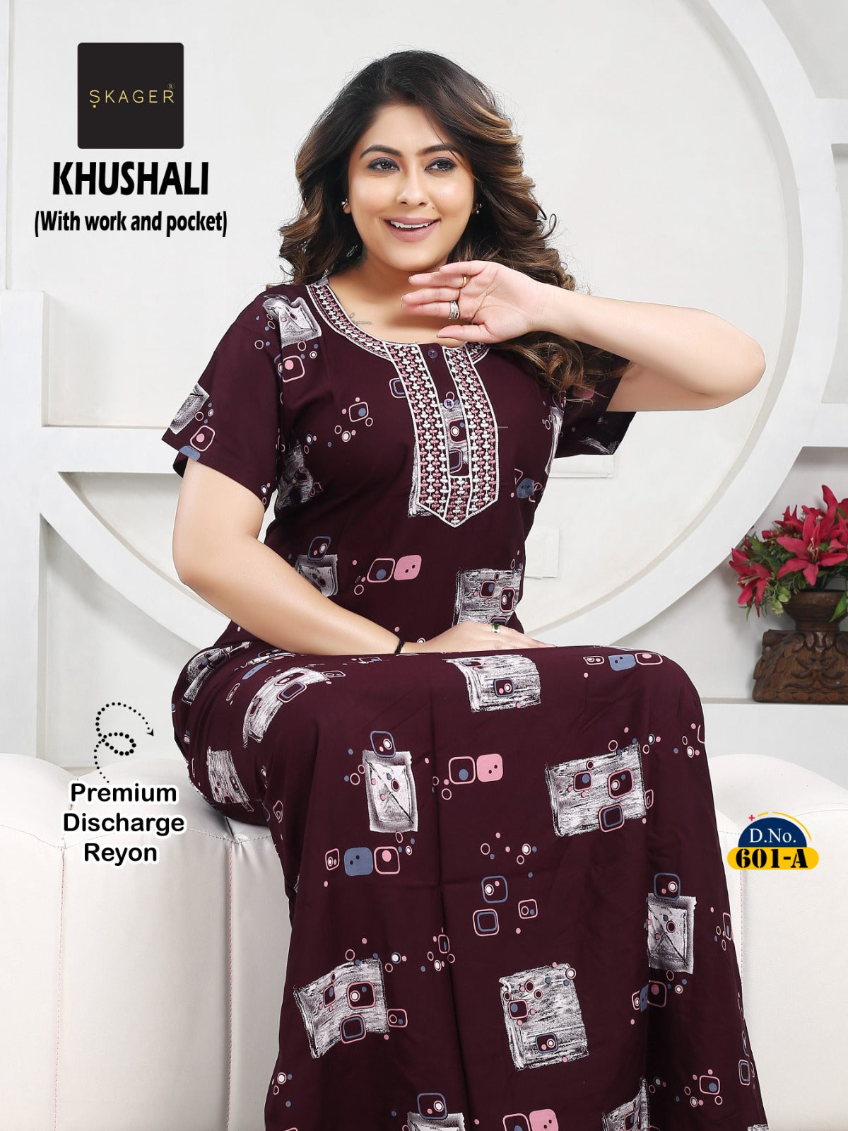 Khushali Skager Reyon Night Gowns Supplier