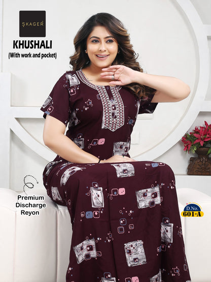 Khushali Skager Reyon Night Gowns Supplier