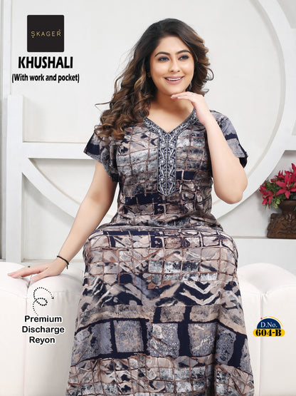 Khushali Skager Reyon Night Gowns Supplier