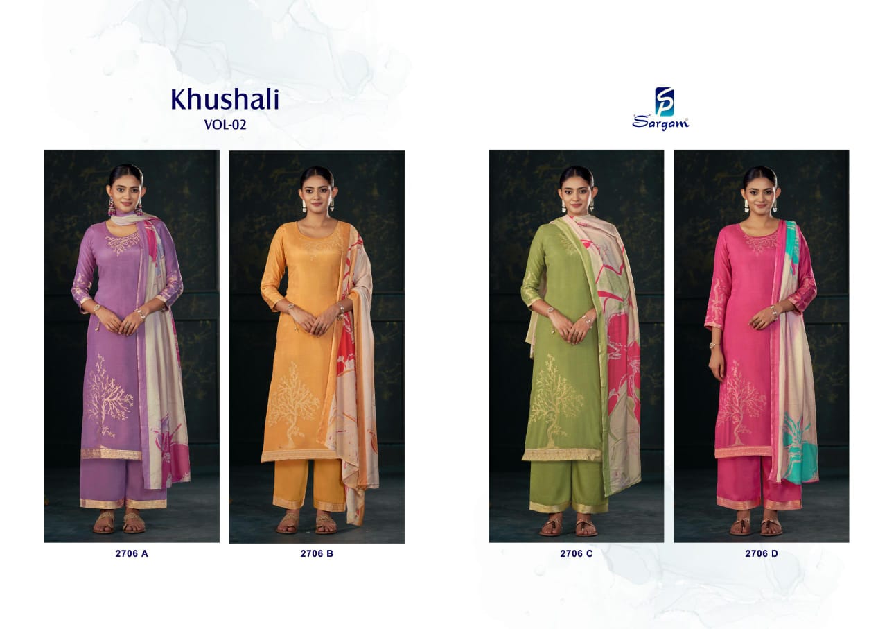 Khushali Vol 2 Sargam Prints Pure Bemberg Muslin Pant Style Suits Manufacturer India
