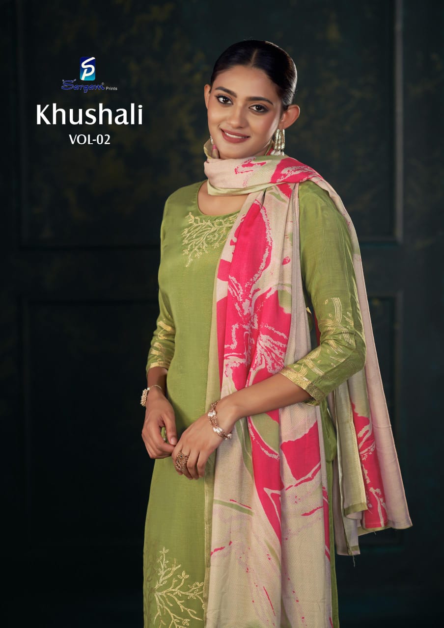 Khushali Vol 2 Sargam Prints Pure Bemberg Muslin Pant Style Suits Manufacturer India