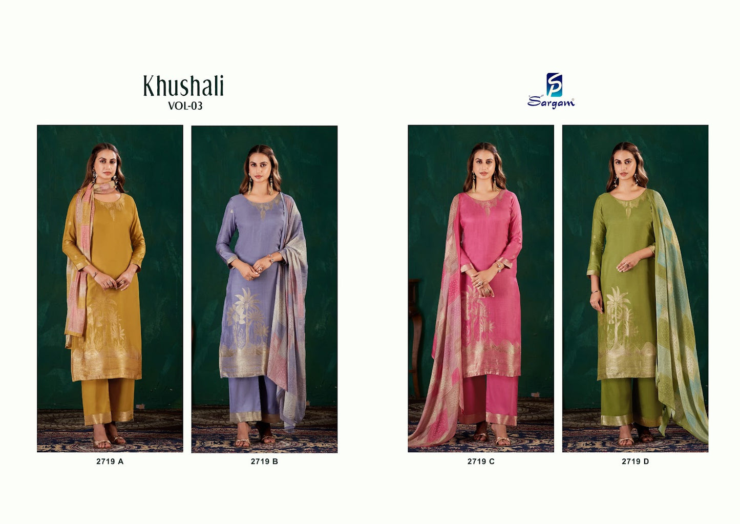 Khushali Vol 3 Sargam Prints Bemberg Muslin Pant Style Suits Supplier India
