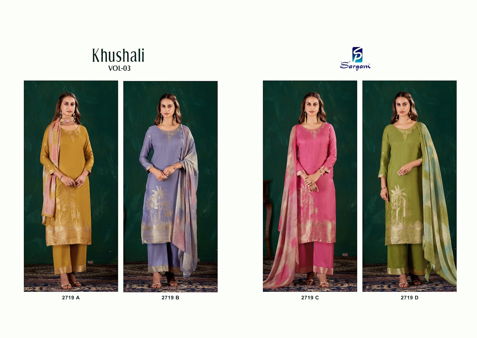 Khushali Vol 3 Sargam Prints Bemberg Muslin Pant Style Suits Supplier India