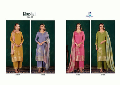 Khushali Vol 3 Sargam Prints Bemberg Muslin Pant Style Suits Supplier India