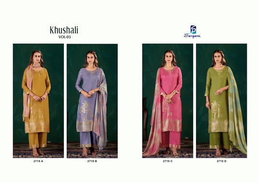 Khushali Vol 3 Sargam Prints Bemberg Muslin Pant Style Suits Supplier India