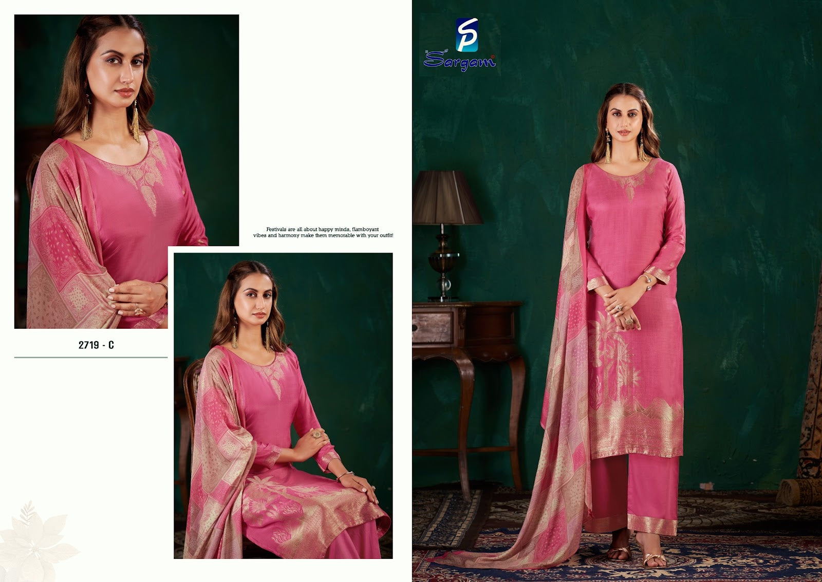 Khushali Vol 3 Sargam Prints Bemberg Muslin Pant Style Suits Supplier India
