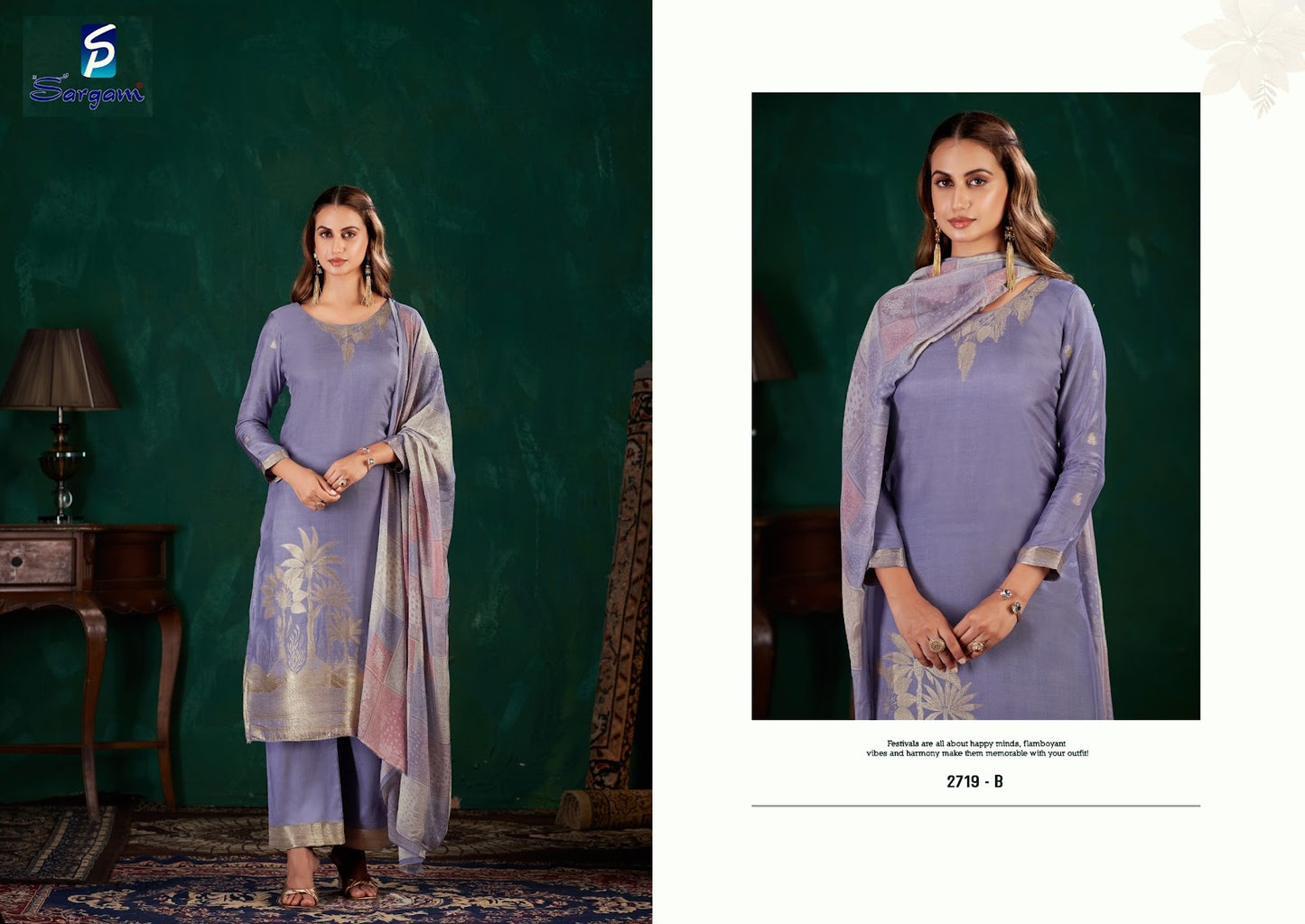 Khushali Vol 3 Sargam Prints Bemberg Muslin Pant Style Suits Supplier India