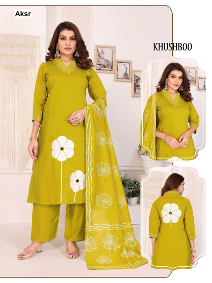 Khushboo Aksr Roman Silk Readymade Plazzo Style Suits Wholesale Price