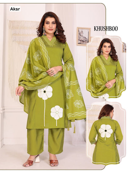 Khushboo Aksr Roman Silk Readymade Plazzo Style Suits Wholesale Price