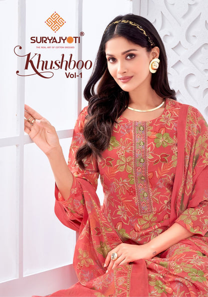 Khushboo Vol 1 Suryajyoti Lawn Cotton Pant Style Suits Wholesaler Gujarat
