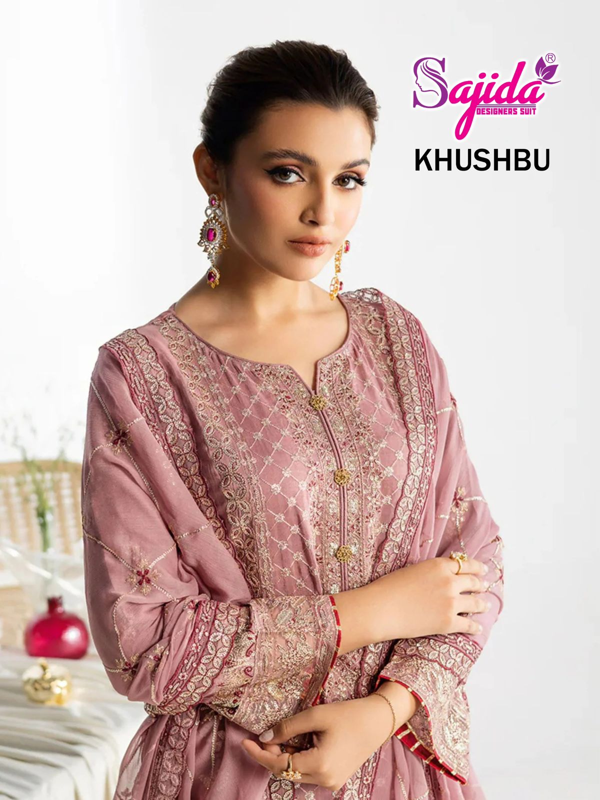 Khushbu 1030-1032 Sajida Georgette Pakistani Salwar Suits Manufacturer Gujarat