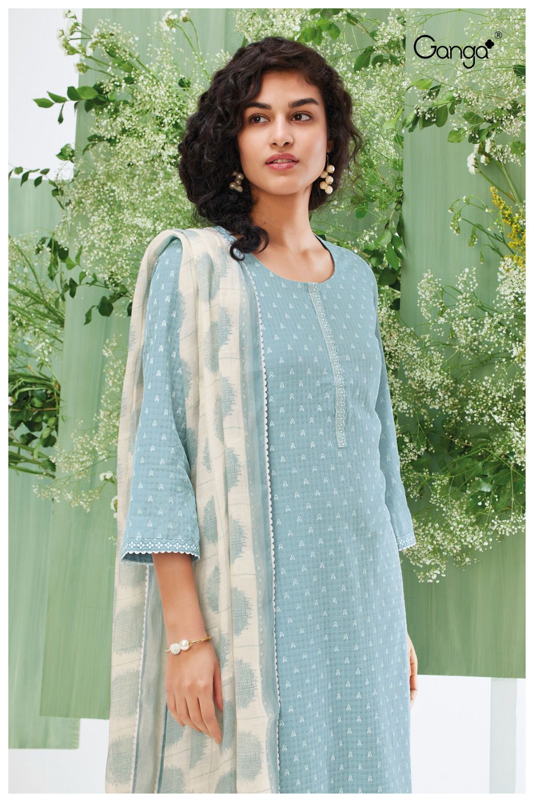 Khushi-1593 Ganga Premium Cotton Plazzo Style Suits