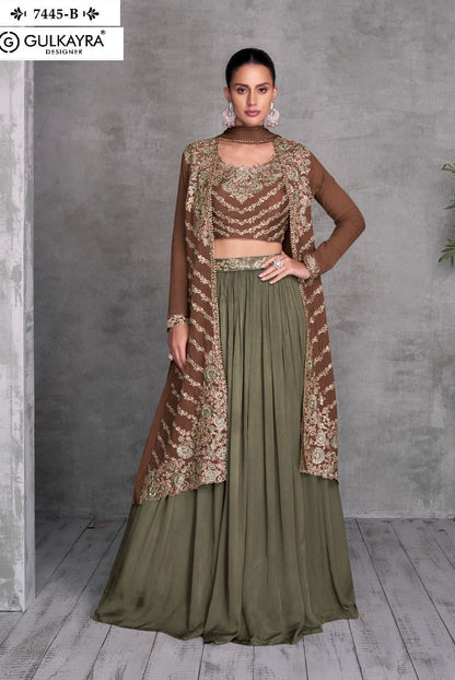 ख़ुशी 7445Ab गुलकायरा डिज़ाइनर चिनॉन इंडो वेस्टर्न पेयर थोक विक्रेता गुजरात