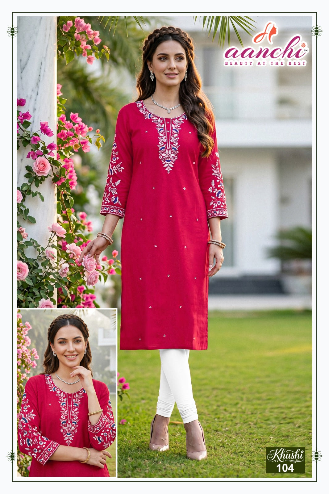 Khushi Aanchi Roman Silk Straight Cut Kurtis Supplier Ahmedabad