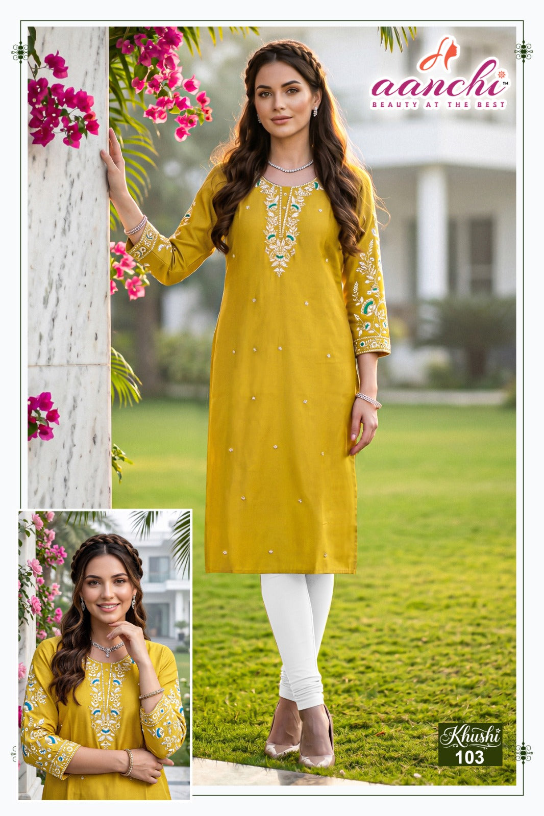 Khushi Aanchi Roman Silk Straight Cut Kurtis Supplier Ahmedabad