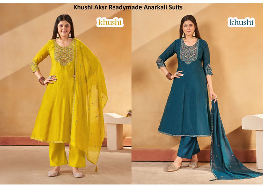 Khushi Aksr Chanderi Readymade Anarkali Suits Supplier Gujarat