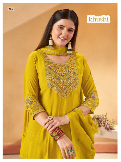 Khushi Aksr Chanderi Readymade Anarkali Suits Supplier Gujarat