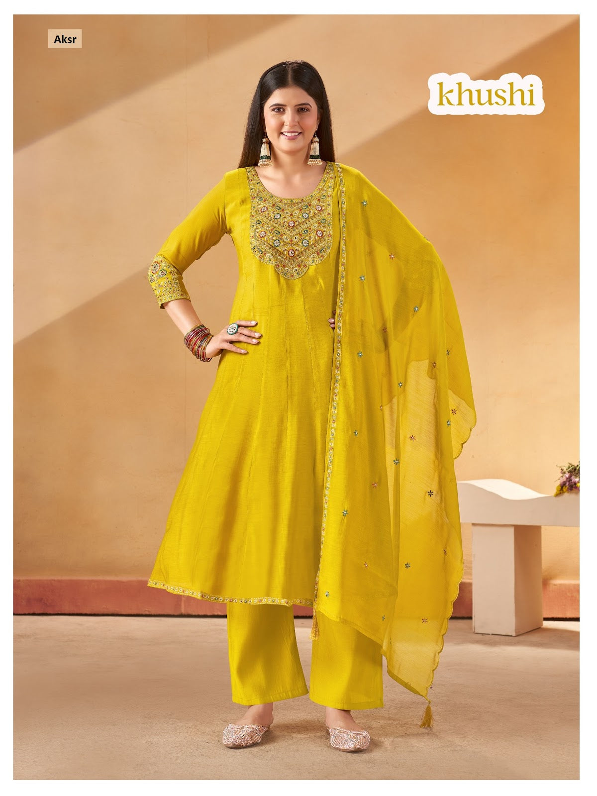 Khushi Aksr Chanderi Readymade Anarkali Suits Supplier Gujarat