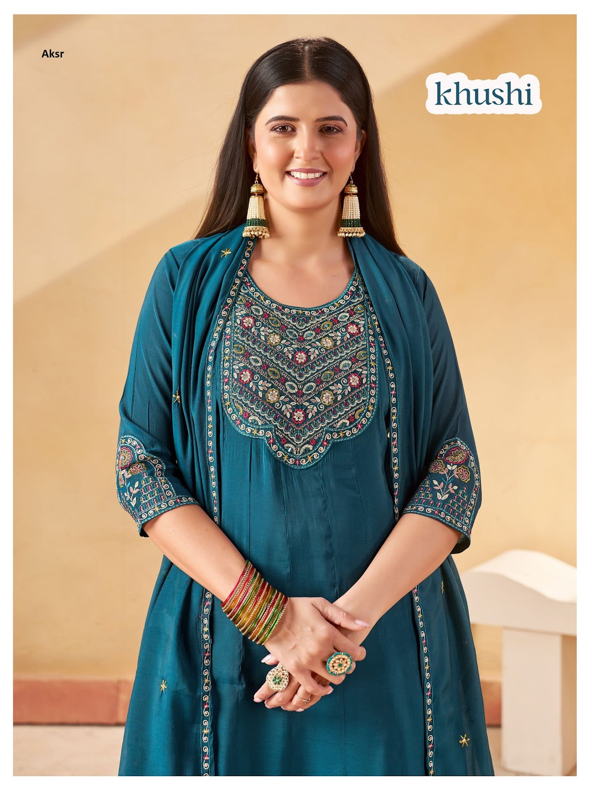 Khushi Aksr Chanderi Readymade Anarkali Suits Supplier Gujarat