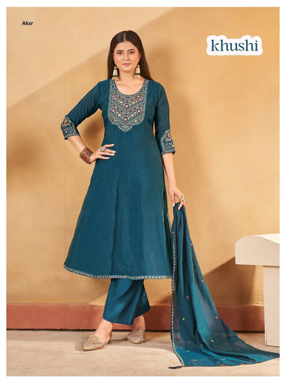 Khushi Aksr Chanderi Readymade Anarkali Suits Supplier Gujarat