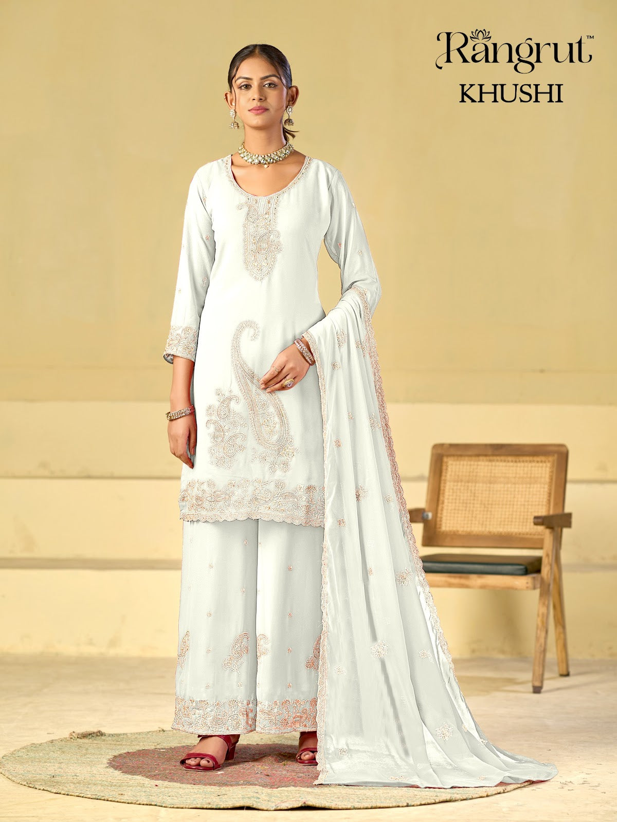 Khushi Rangrut Banwery Georgette Readymade Plazzo Style Suits Manufacturer India
