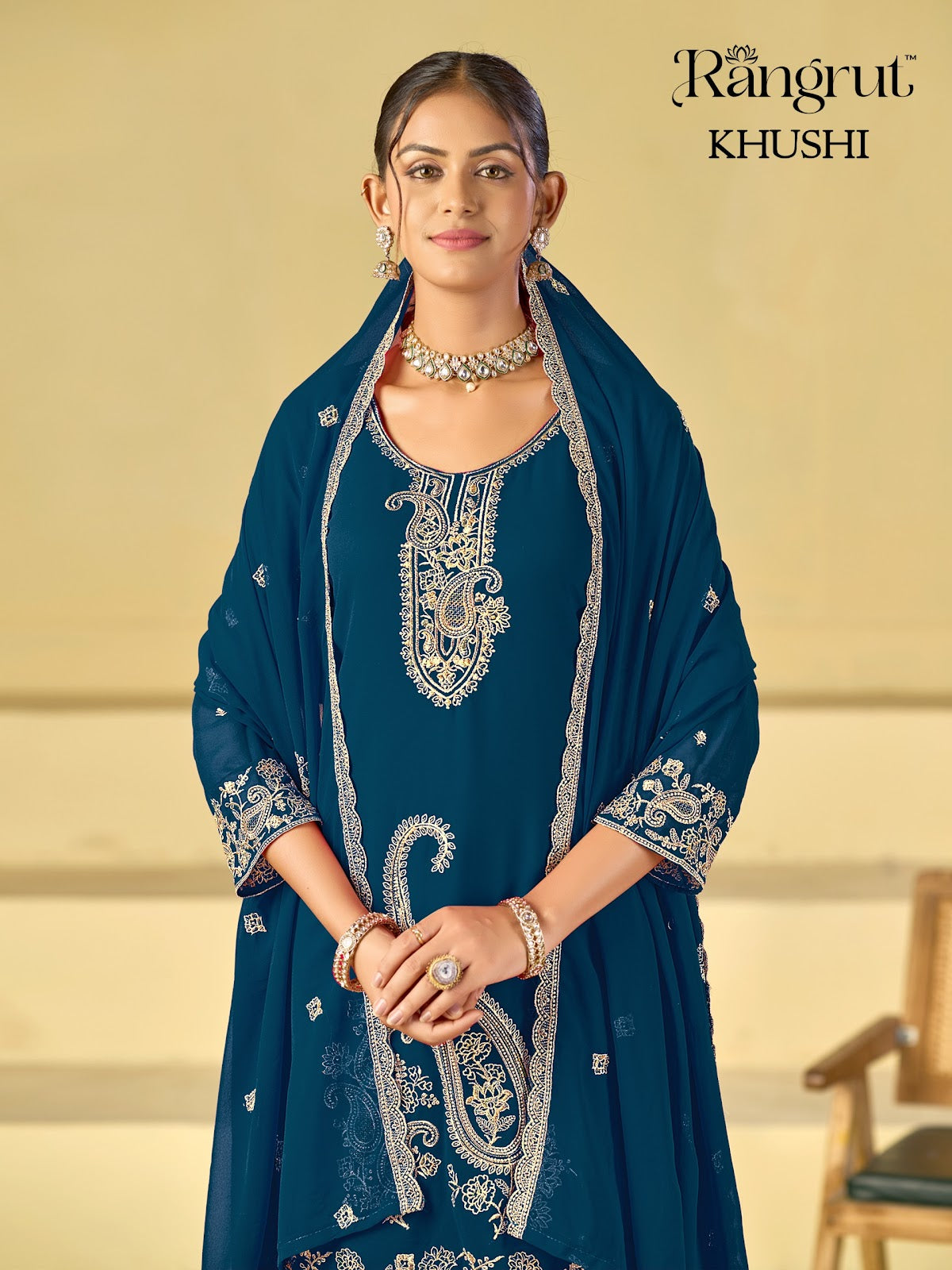 Khushi Rangrut Banwery Georgette Readymade Plazzo Style Suits Manufacturer India