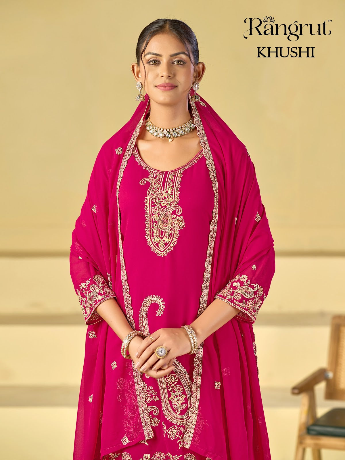 Khushi Rangrut Banwery Georgette Readymade Plazzo Style Suits Manufacturer India