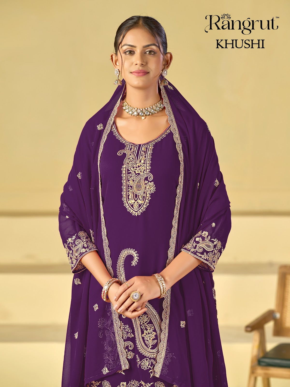 Khushi Rangrut Banwery Georgette Readymade Plazzo Style Suits Manufacturer India