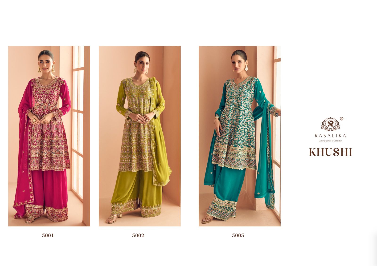 Khushi Rasalika Georgette Readymade Plazzo Style Suits Wholesaler Gujarat