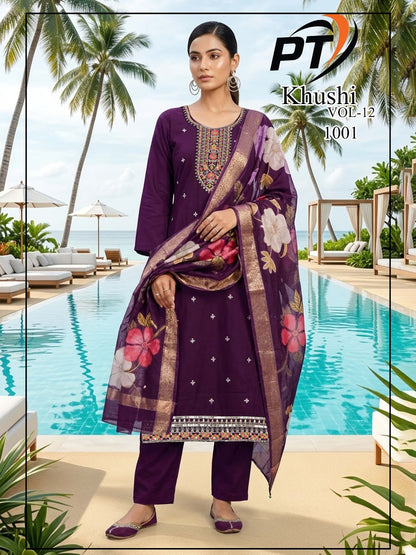 Khushi Vol 12 Pt Roman Silk Readymade Pant Style Suits Manufacturer Gujarat