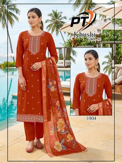 Khushi Vol 12 Pt Roman Silk Readymade Pant Style Suits Manufacturer Gujarat