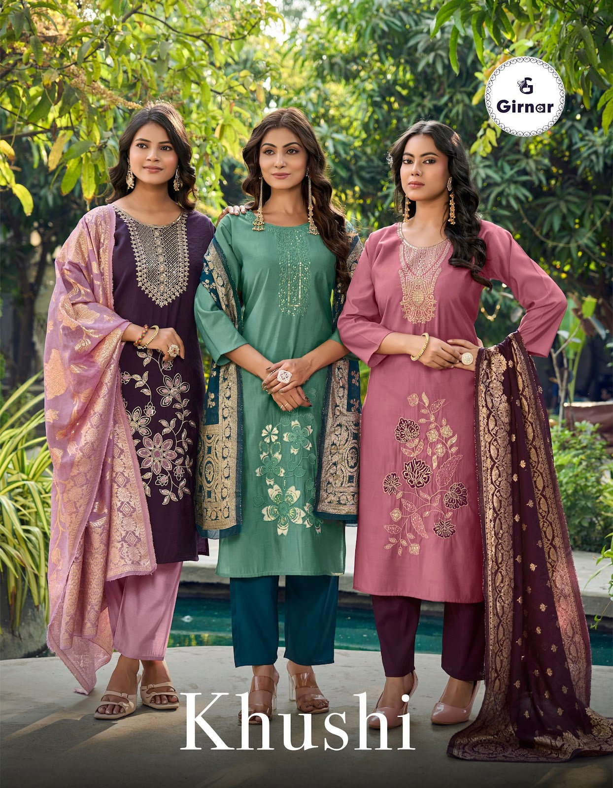 Khushi Vol 1 Girnar Roman Readymade Pant Style Suits Wholesaler Ahmedabad