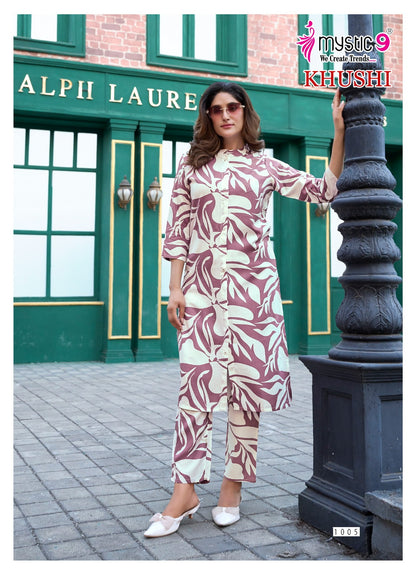 Khushi Vol 1 Mystic 9 Premium Viscose Co Ord Set Wholesaler Ahmedabad