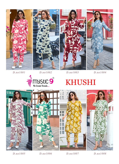Khushi Vol 1 Mystic 9 Premium Viscose Co Ord Set Wholesaler Ahmedabad