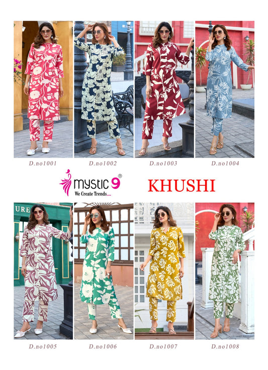 Khushi Vol 1 Mystic 9 Premium Viscose Co Ord Set Wholesaler Ahmedabad
