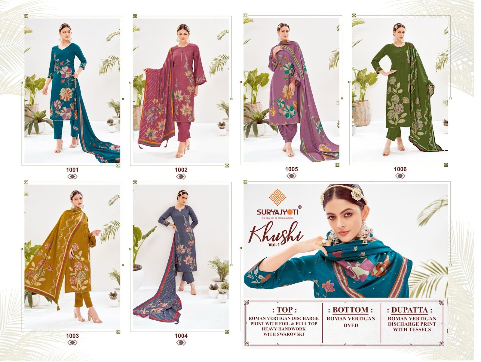 Khushi Vol 1 Suryajyoti Roman Vertigan Pant Style Suits Supplier India